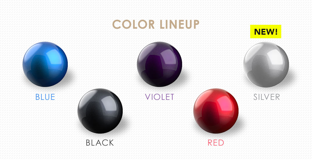 カラーはブルー、ブラック、ヴァイオレット、レッド、シルバーの5色展開です。