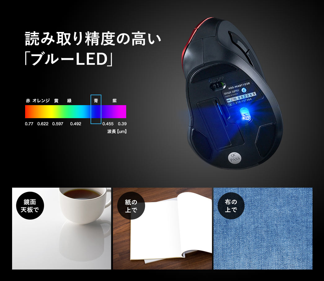 読み取り精度の高い「ブルーLED」