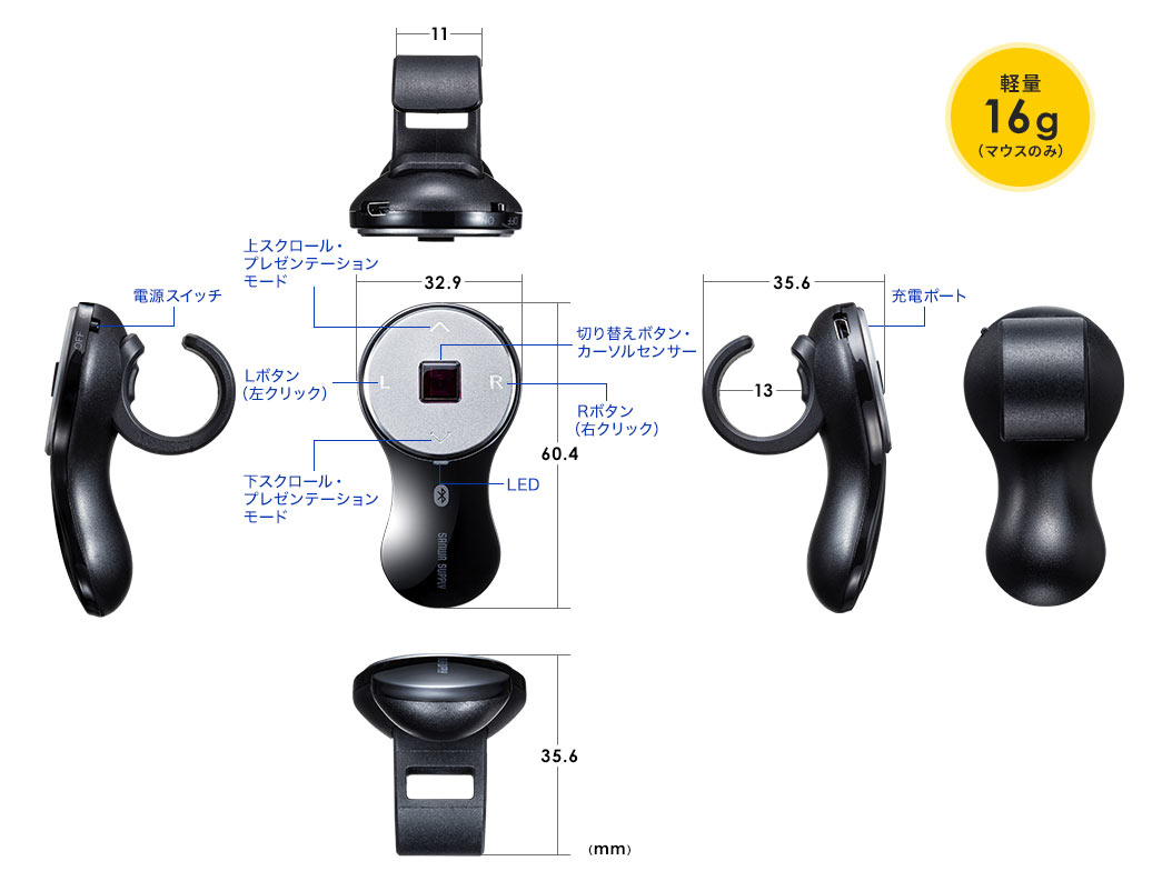 軽量 16g（マウスのみ）