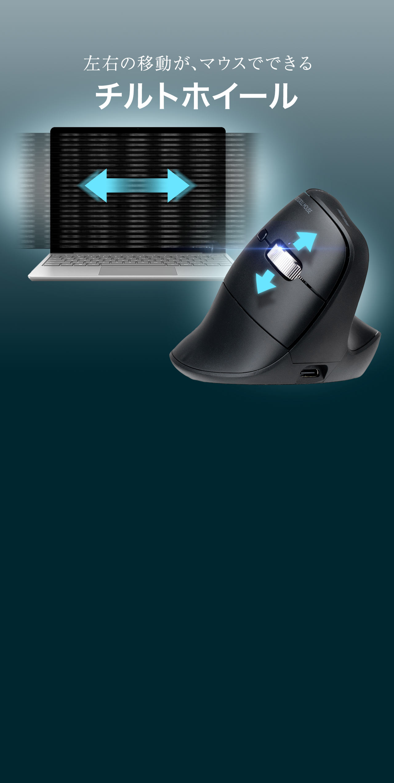 左右の移動が、マウスでできるチルトホイール。