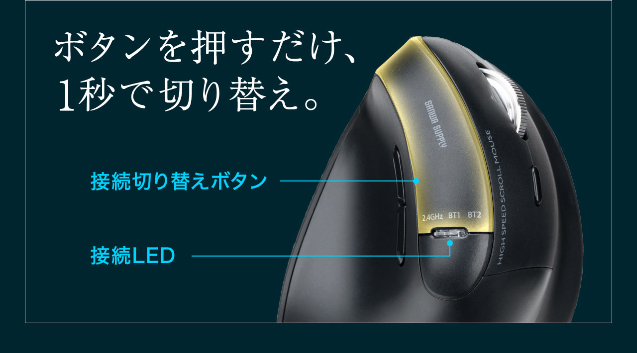 ボタンを押すだけ、1秒で切り替え。