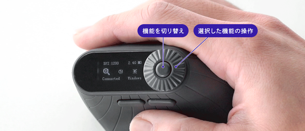 機能を切り替え、選択した機能の操作が可能です。