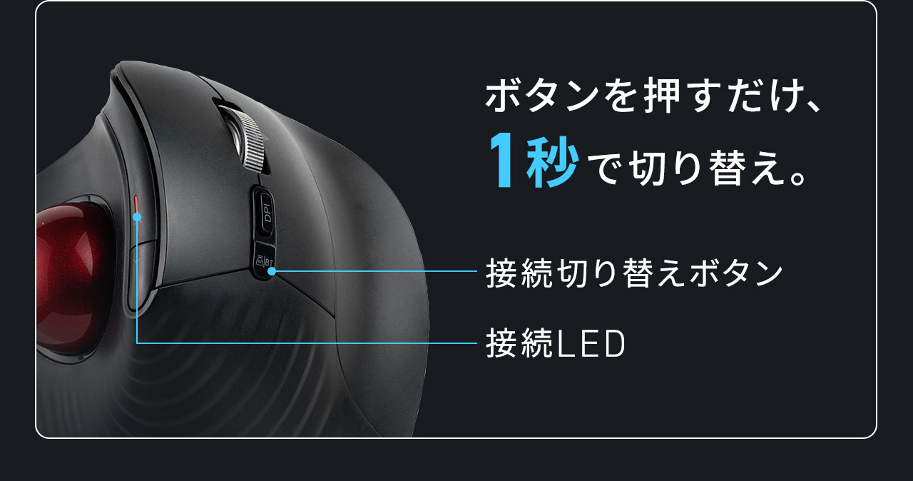 ボタンを押すだけ、1秒で切り替えができる。