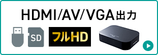 HDMI、AV、VGA出力