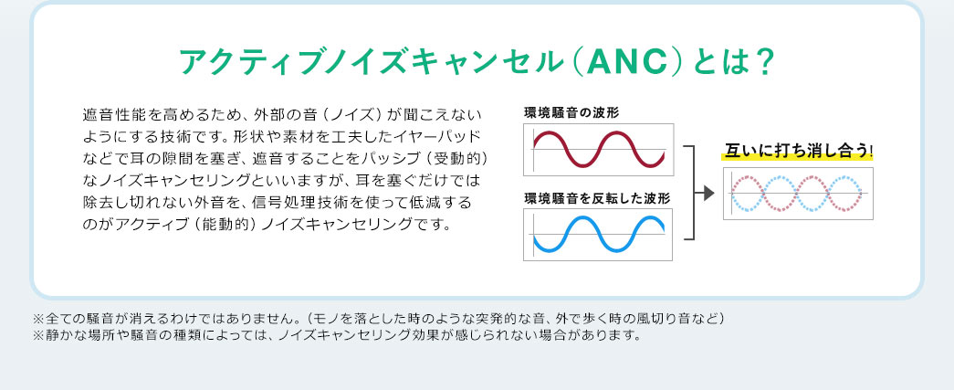 アクティブノイズキャンセル（ANC）とは？