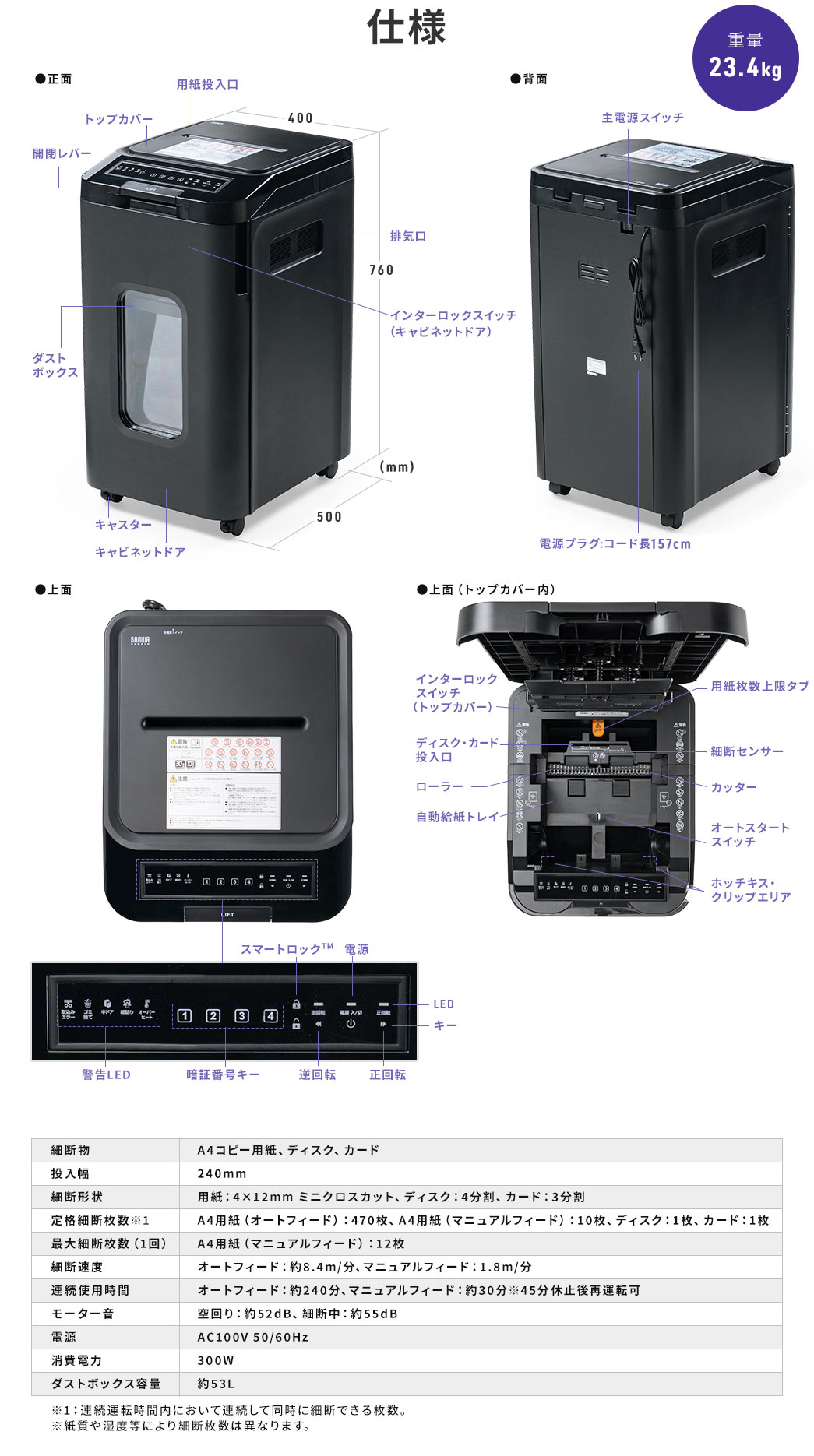 仕様 重量23.4kg