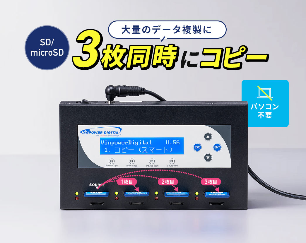 大量のデータ複製に3枚同時にコピー