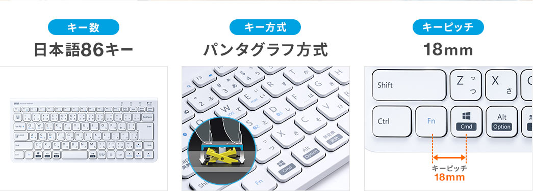 日本語86キー パンタグラフ方式 キーピッチ18mm