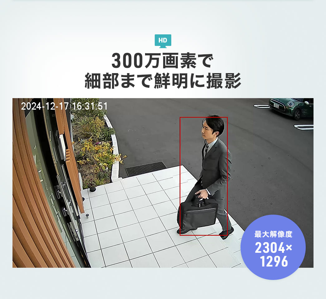 300万画素で細部まで鮮明に撮影