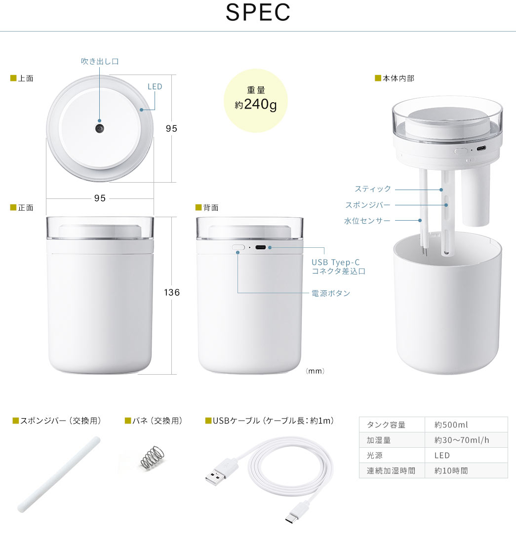 SPEC 重量約240g