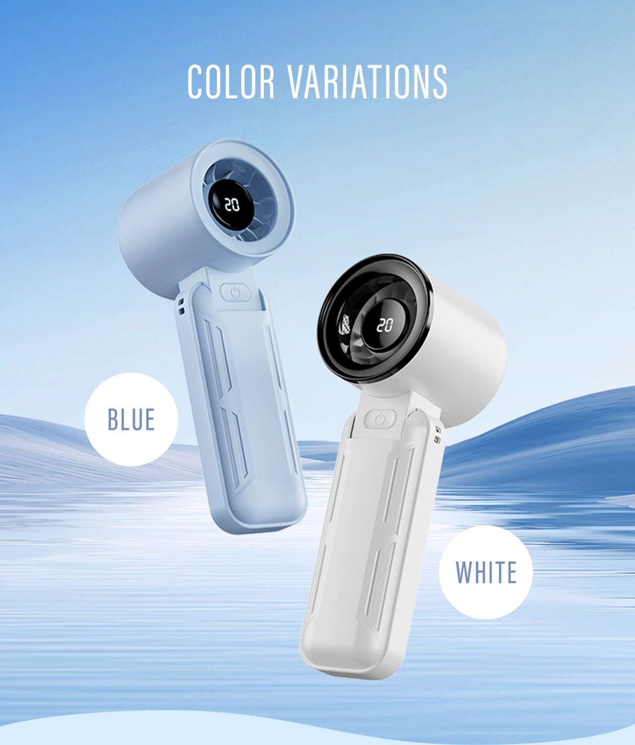 COLOR VARIATIONS、BLUEとWHITEの2色展開。