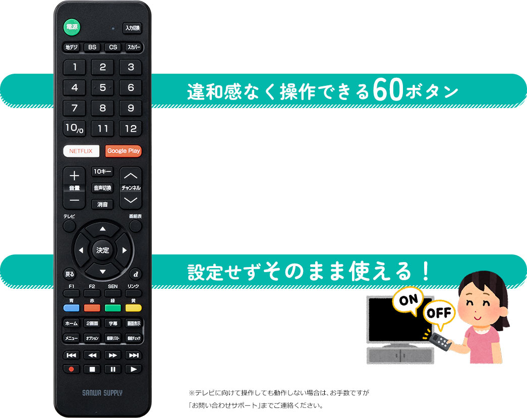 違和感なく操作できる60ボタン 設定せずそのまま使える！