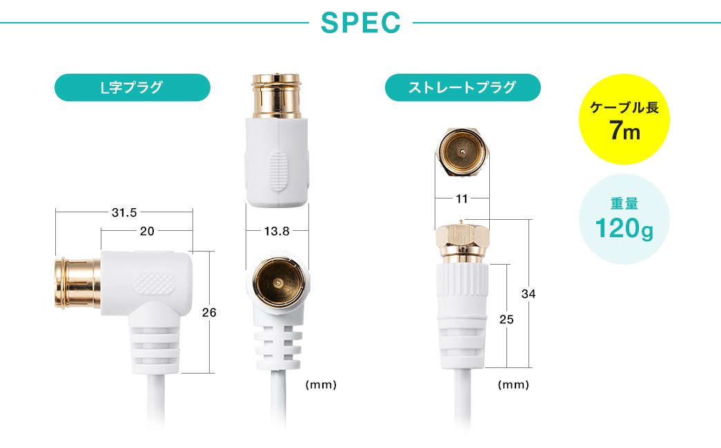 SPEC ケーブル長7m