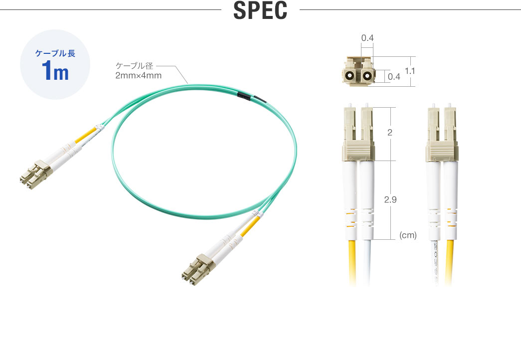 SPEC:ケーブル長1mでケーブル径は2mm×4mm。