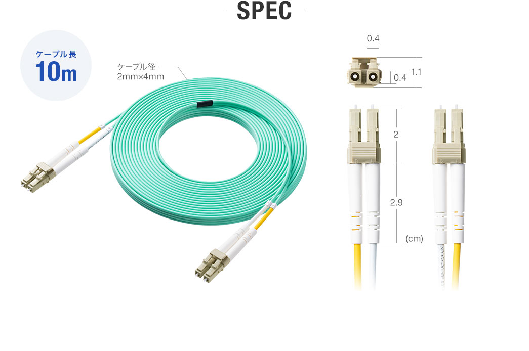 SPEC:ケーブル長1mでケーブル径は2mm×4mm。