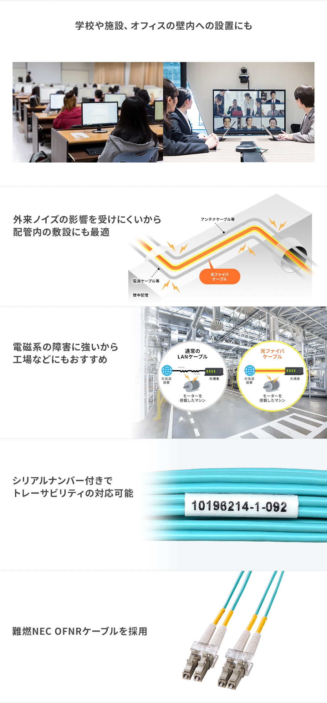 学校や施設、オフィスの壁内への設置にも