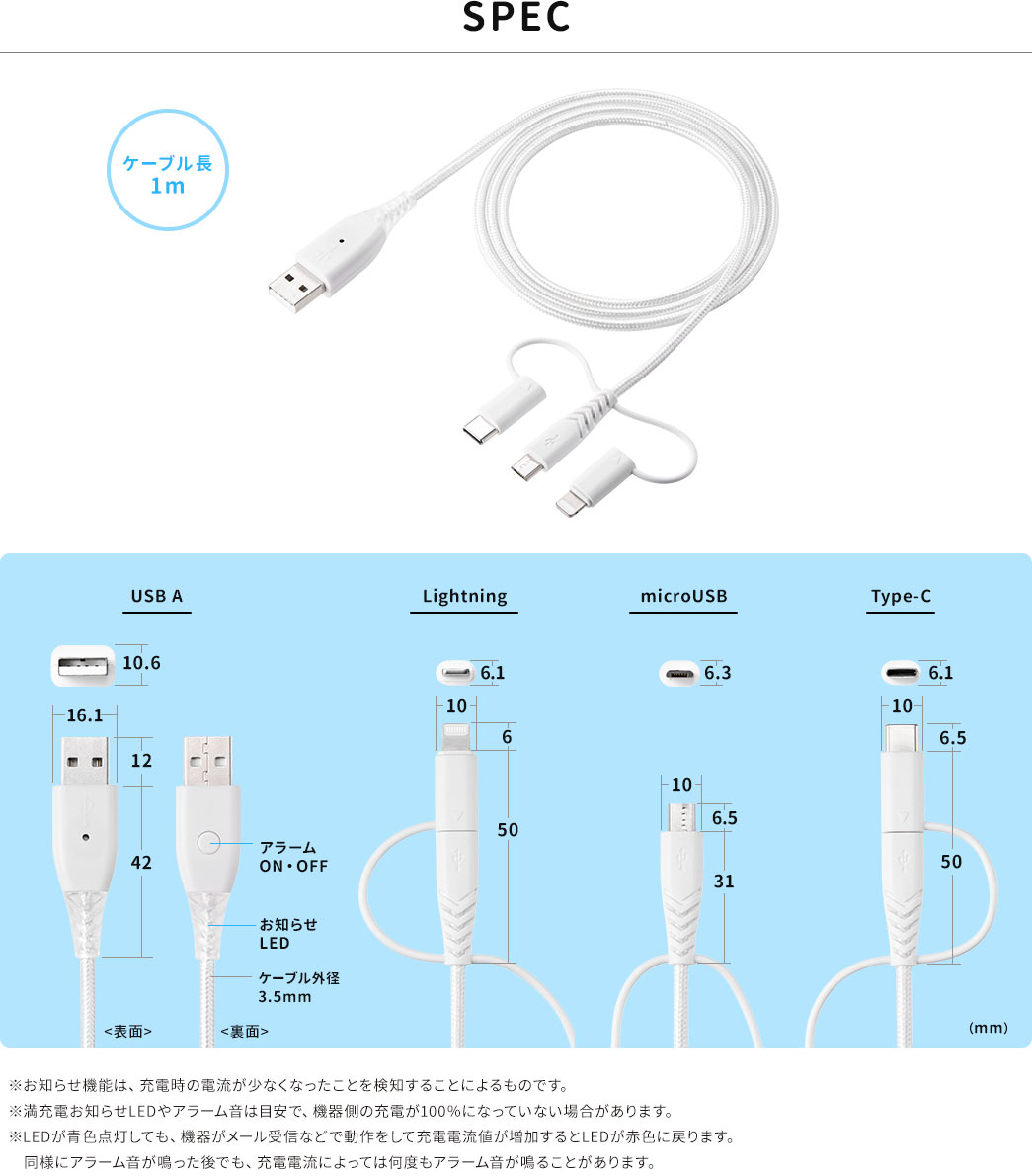 SPEC ケーブル長1m