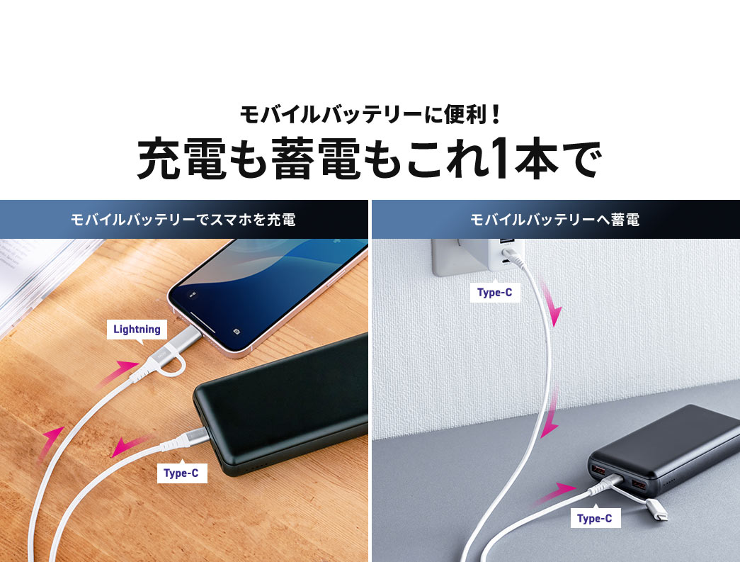 モバイルバッテリーに便利！充電も蓄電もこれ一本で