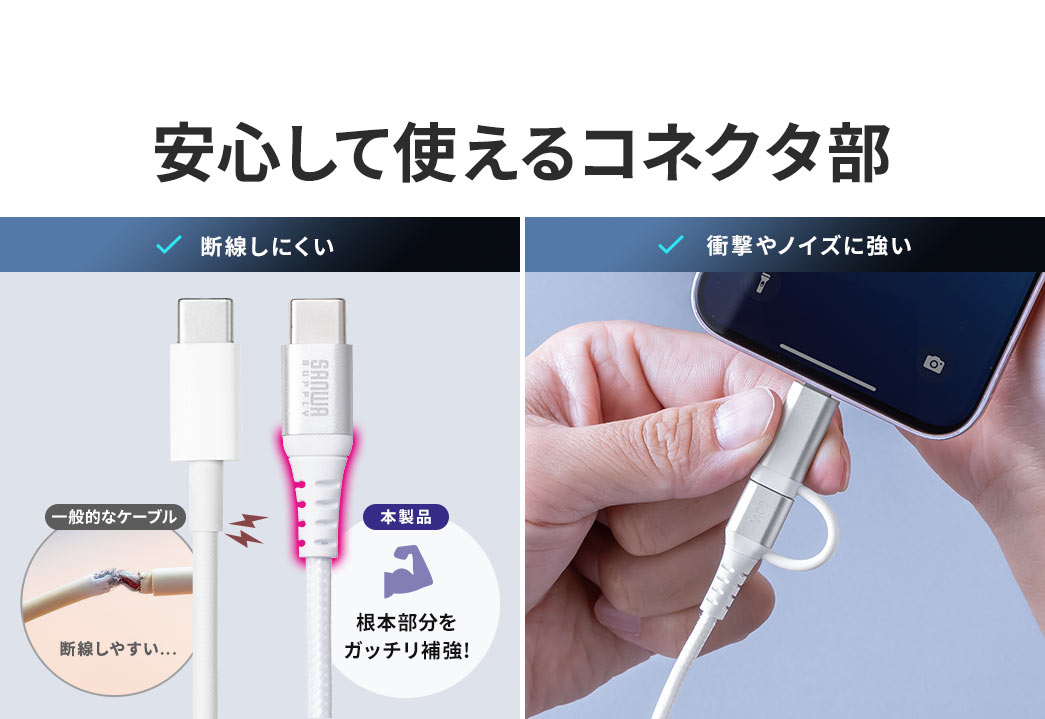 安心して使えるコネクタ部