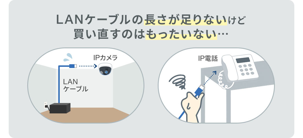LANケーブルの長さが足りないけど買い直すのはもったいない...