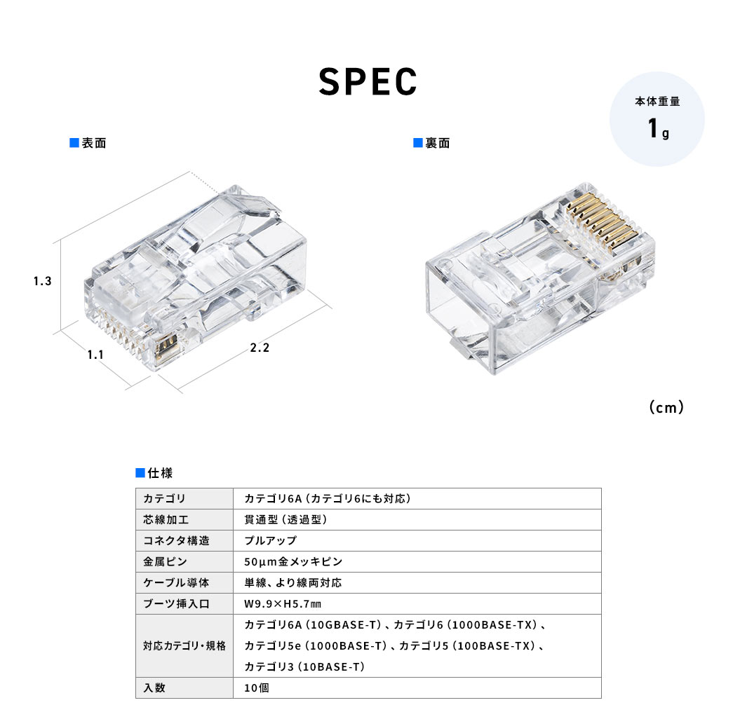 SPEC 本体重量1g