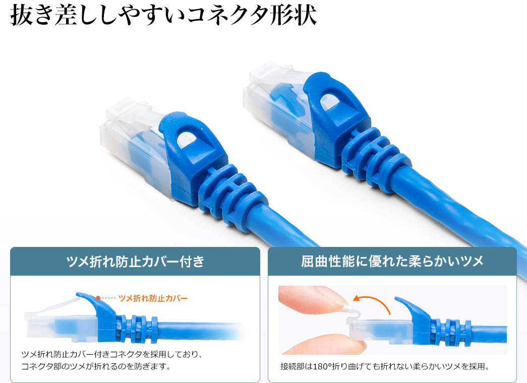 抜き差ししやすいコネクタ形状