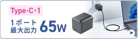 Type-C×1 1ポート最大出力65W