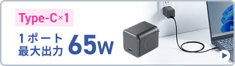 Type-C×1 1ポート最大出力65W