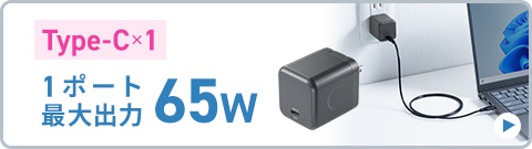 Type-C×1 1ポート最大出力65W