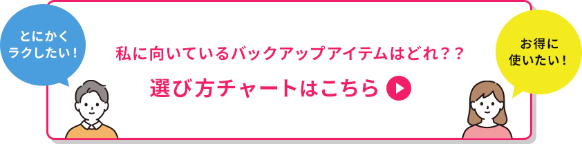 私に向いているバックアップアイテムはどれ？選び方チャートはこちら