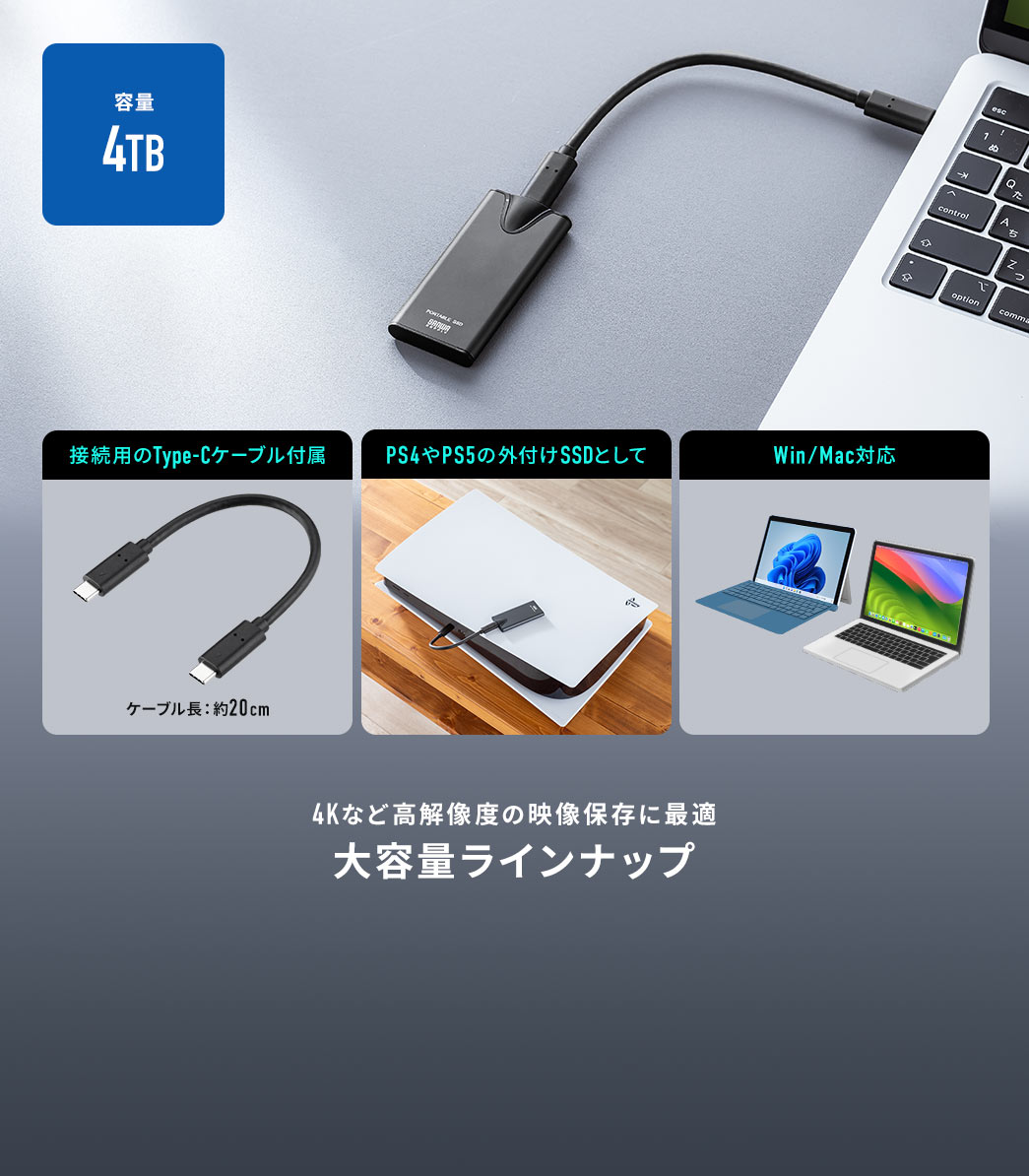 4Kなど高解像度の映像保存に最適
