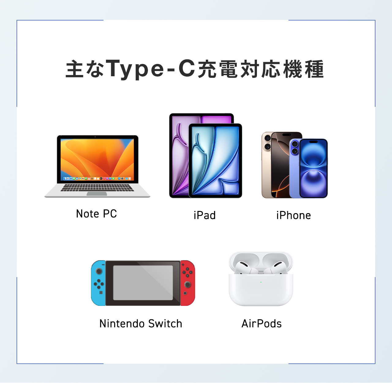 主なType-C充電対応機種