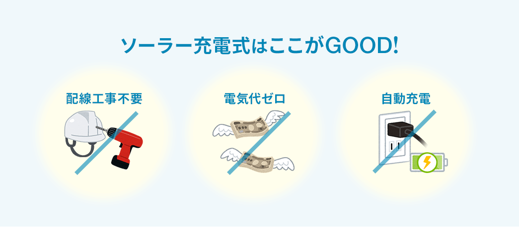 ソーラー充電式はここがGOOD！