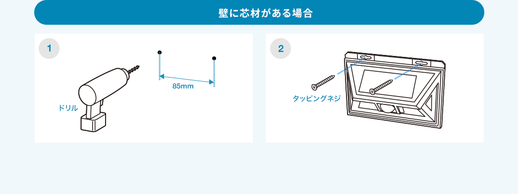 壁に芯材がある場合