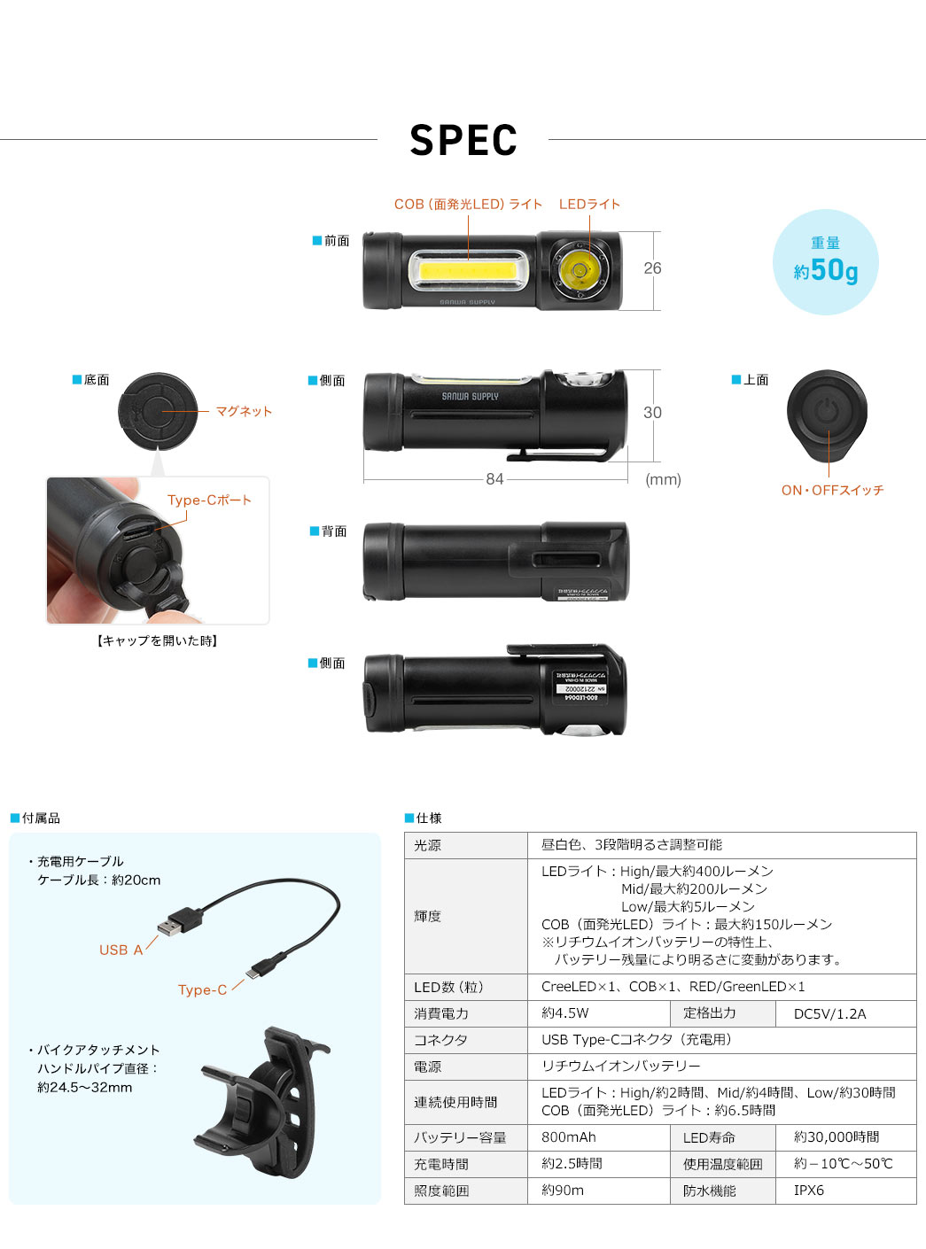 SPEC 重量約50g