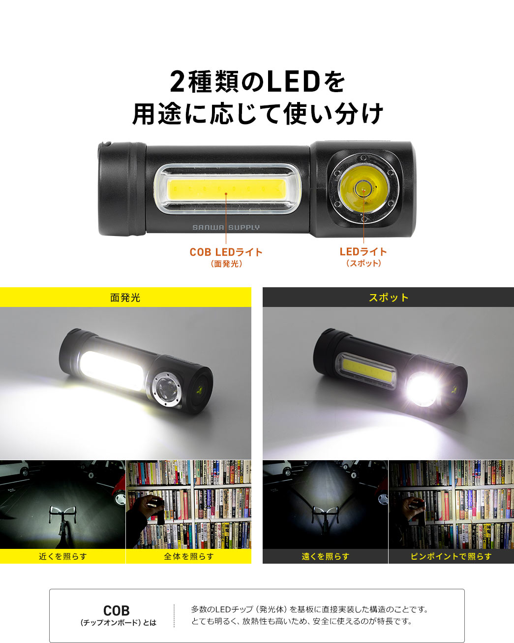 2種類のLEDを用途に応じて使い分け