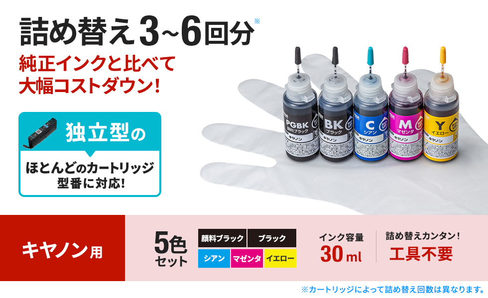 詰め替えインク初心者でも使いやすいお試しセット。