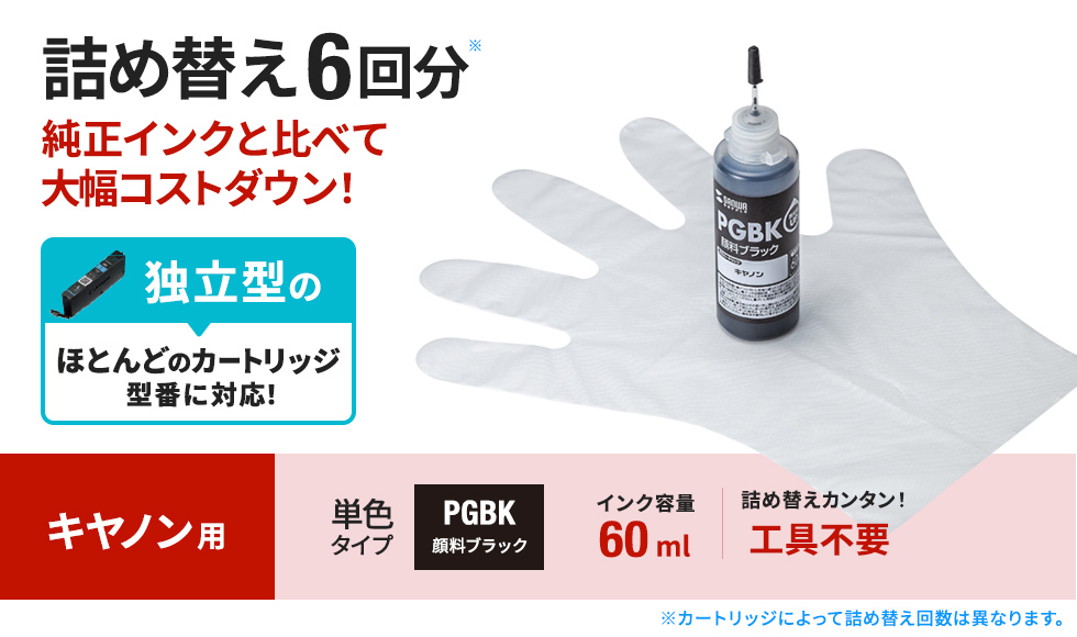 詰め替えインク初心者でも使いやすいお試しセット。