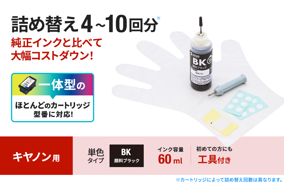 詰め替えインク初心者でも使いやすいお試しセット。