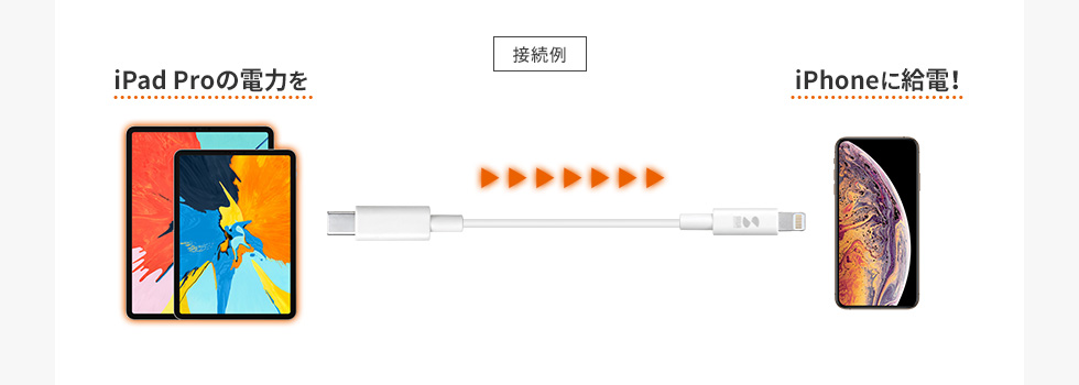 接続例 iPad Proの電力をiPhoneに給電