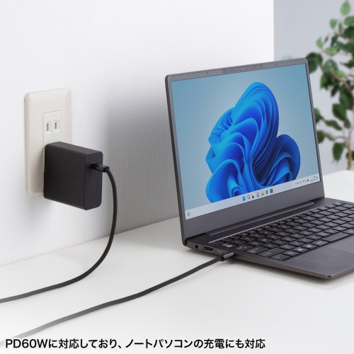PD60Wの急速充電、さまざまなType-Cデバイスに対応