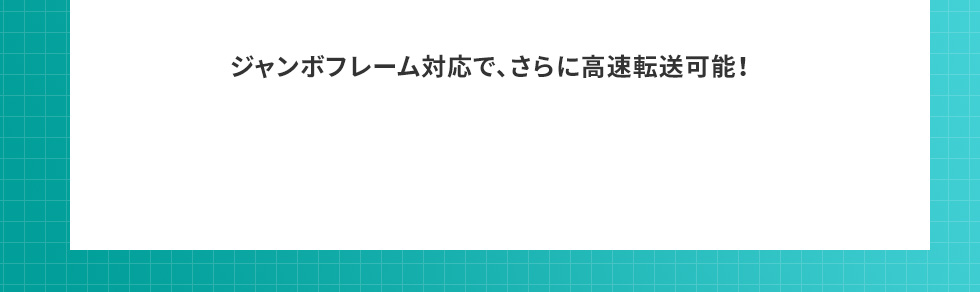 ジャンボフレーム対応で、さらに高速転送可能！