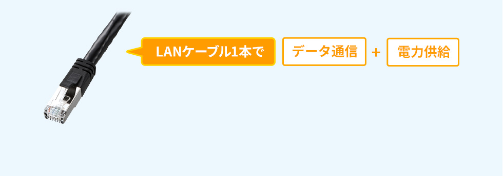 LANケーブル1本でデータ通信+電力供給