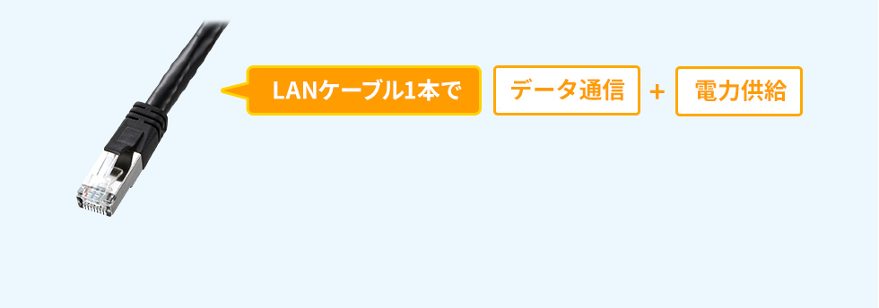 LANケーブル1本で データ通信 電力供給