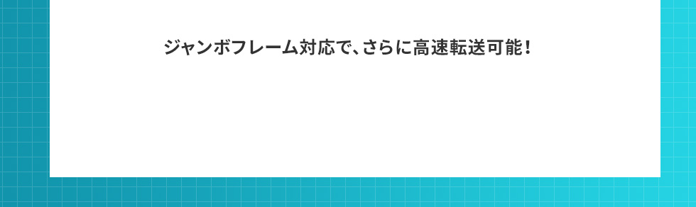 ジャンボフレーム対応で、さらに高速転送可能！