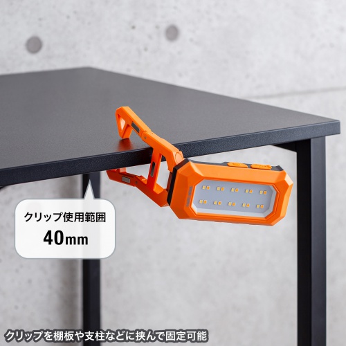 クリップを棚板に挟んで固定可能