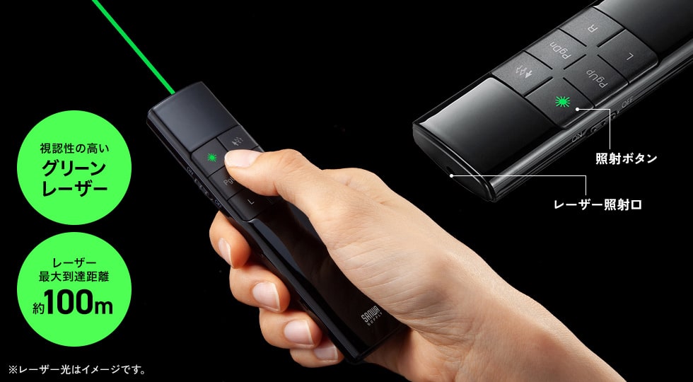 明るく見やすいレーザーポインター機能