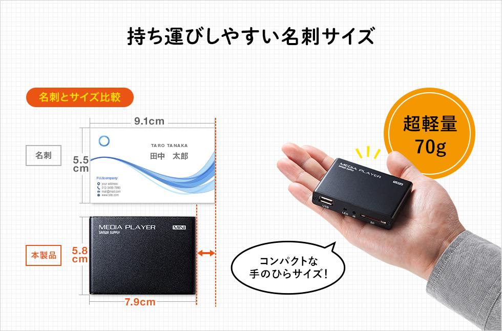 持ち運びしやすい名刺サイズ