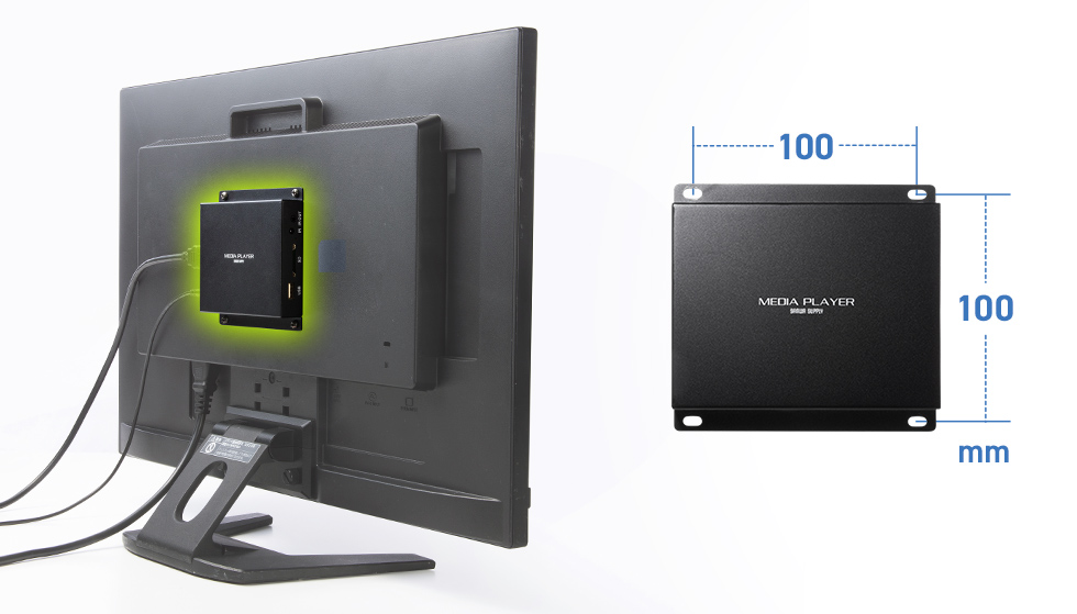 VESA対応で、テレビ裏に取り付けできる