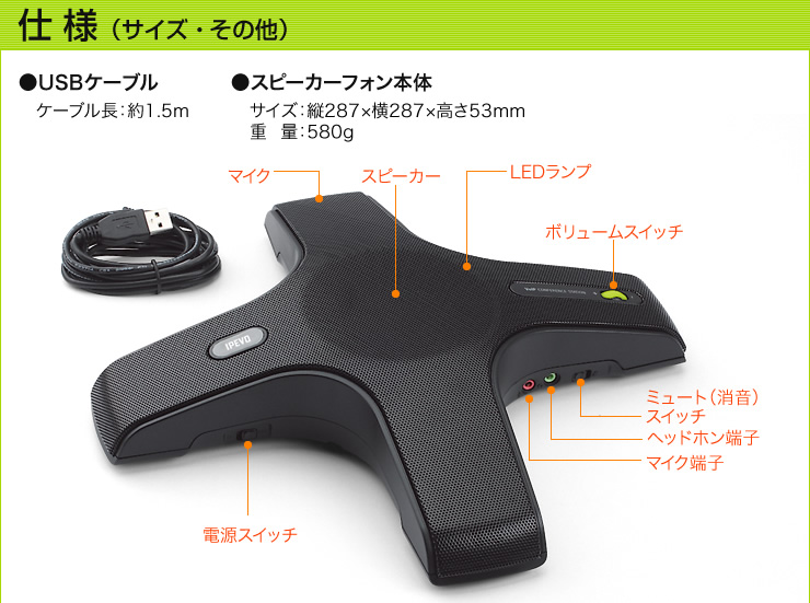 USBスピーカーフォンの仕様